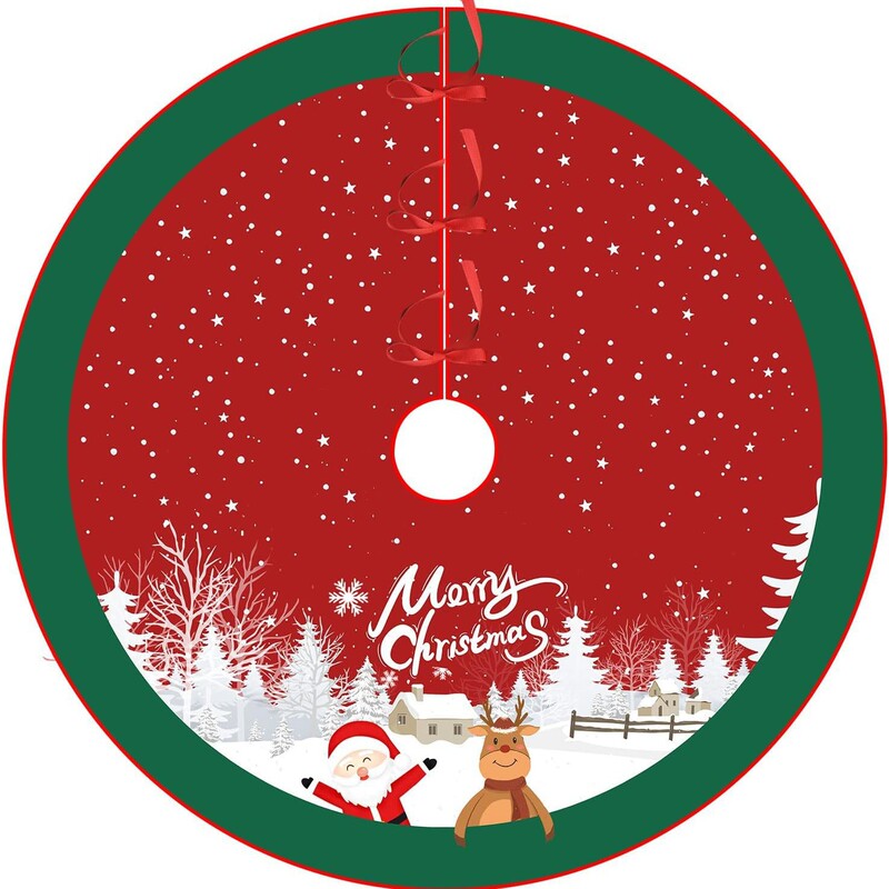 新しい国境を越えたクリスマスの木のスカートクリスマスの装飾品の漫画のプリントの木のスカートはクリスマスツリーの底のエプロンを並べます。|undefined