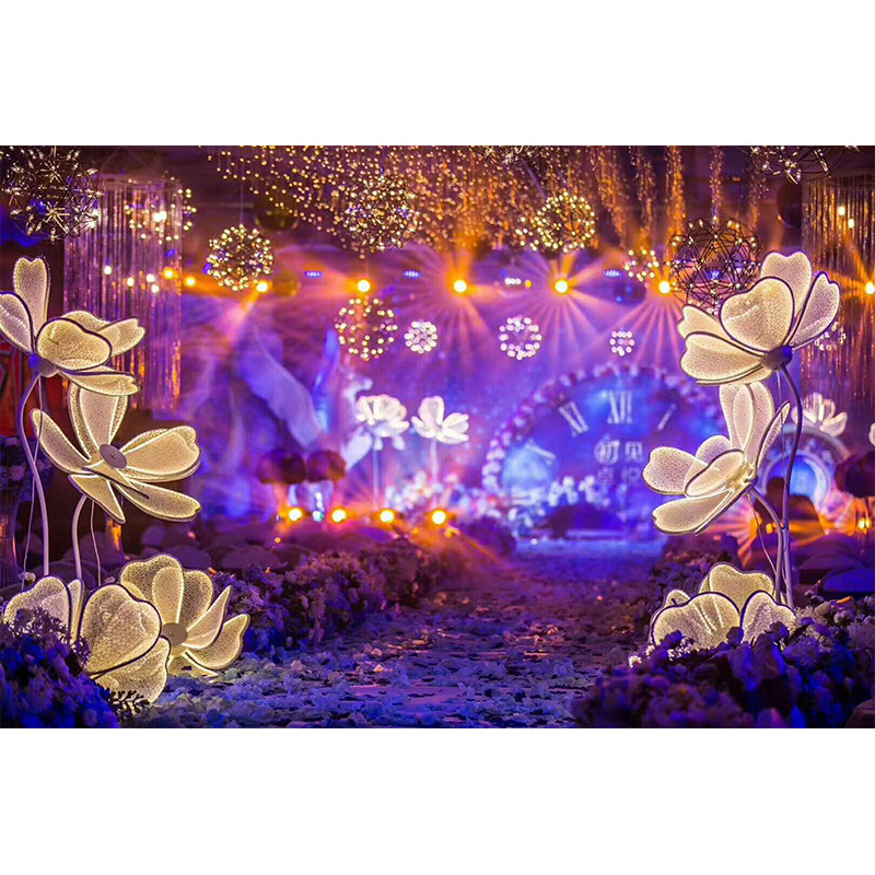 Nueva decoración de boda props de boda peonía luminosa LED lámpara guía lámpara pétalos escenario decoración fondo image 4