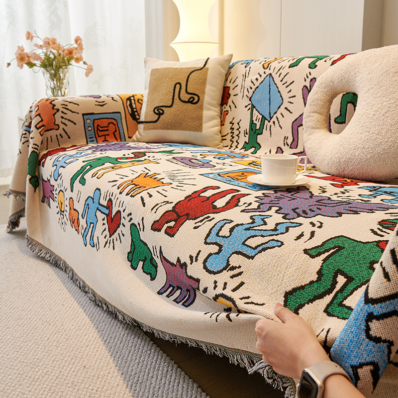 Sofá toalla cojín cuatro estaciones anti-gato universal toalla de cubierta de tela de mesa cubierta de polvo manta decorativa de vacaciones antideslizante de una pieza