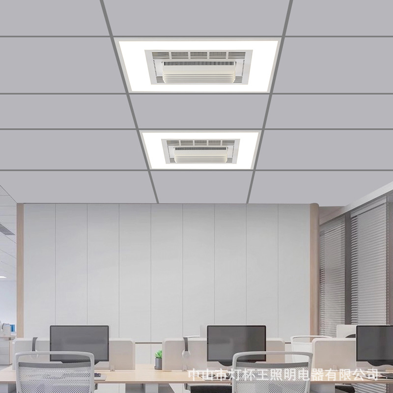 Salón de estar cocina integrada techo sin lámpara de ventilador 60X30 lámpara de mesa de oficina 60X60 con lámpara de ventilador