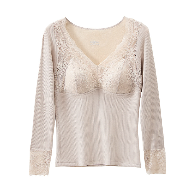 Long-sleeved, almond-colored