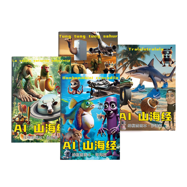 Foreign AI mountain and sea classics draw creative abstract animal…