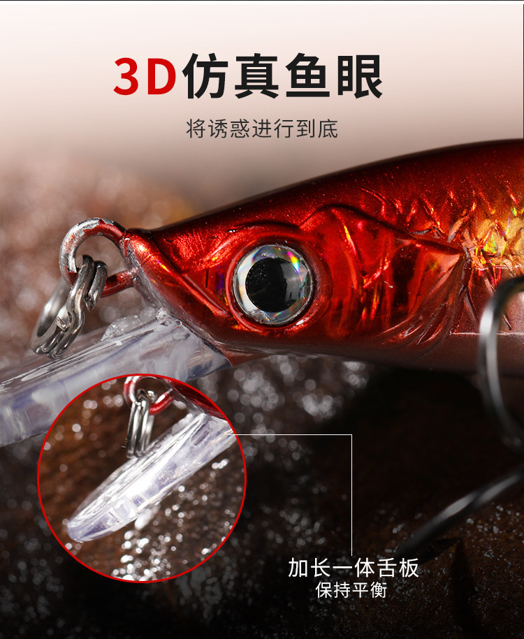 5 Colors Shallow Diving Minnow Lures Sinking Hard Plastic Baits Fresh Water Bass Swimbait Tackle Gear