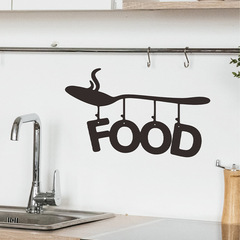 FX-A394個性勺子剪影英文標語FOOD廚房家居牆面裝飾牆貼紙