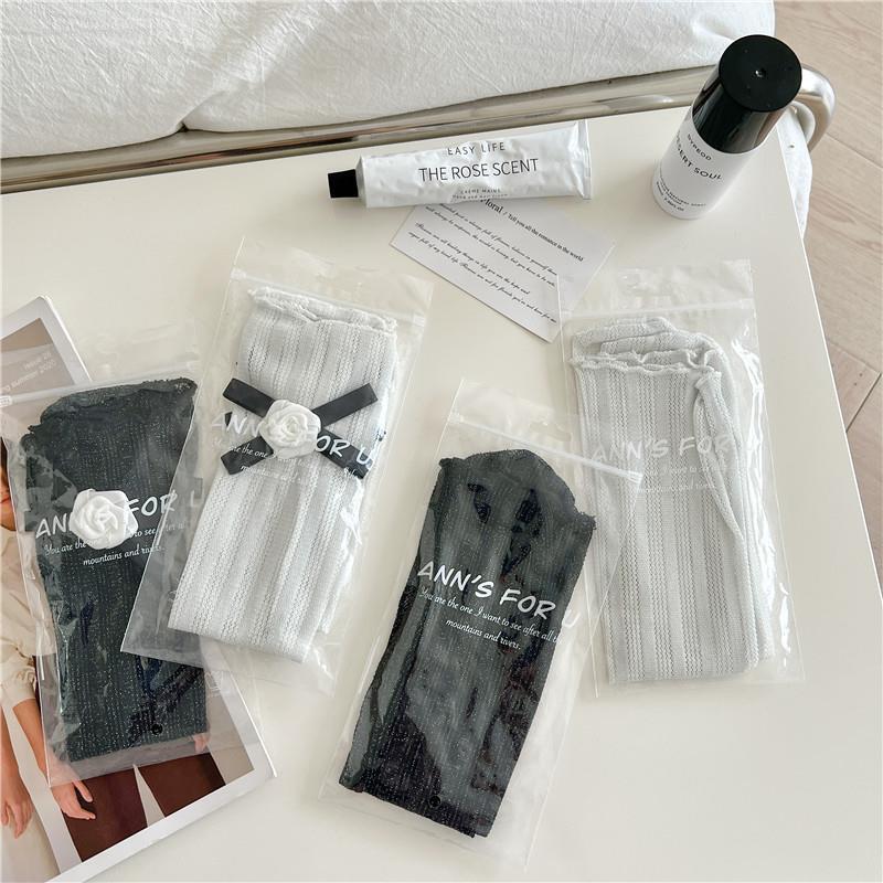 Socks Women's Summer Thin Black and White Mesh Stacking Socks ins Trendy Japanese Camellia Women's Socks with Ballet Shoes