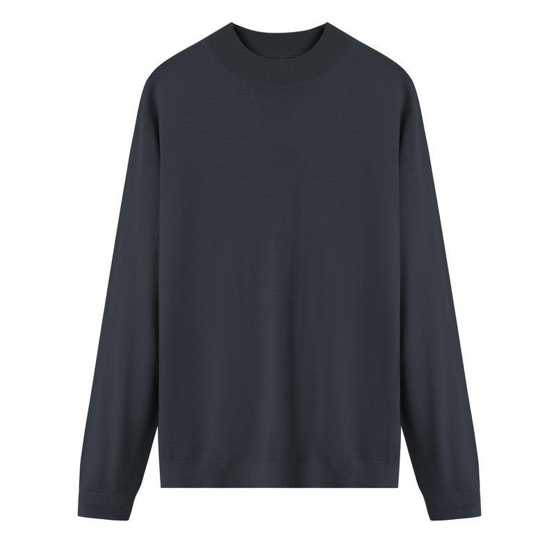 Férfi ruházat Fésűs 100% gyapjú pulóver férfi őszi-téli egyszínű pulóver divatos üzleti pulóver kötött aljú ing_voghion.com