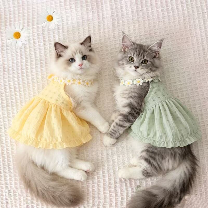 Summer Cat Gradient Strap Dress Anti-Hair Small Dress for Ragdoll British Shorthair Pets Thin Summer Princess Dress