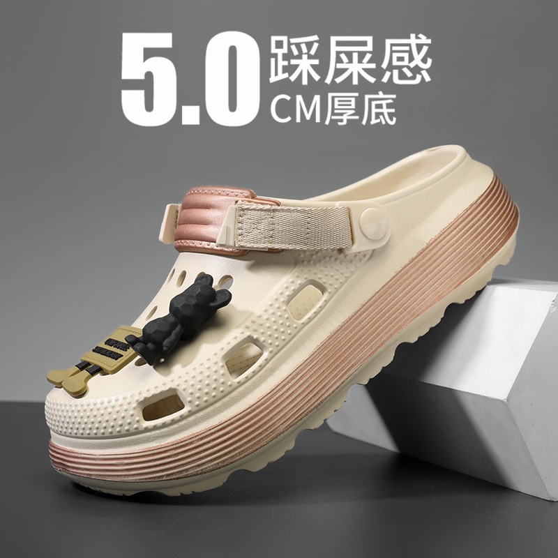 Zapatos con agujeros de suela gruesa transfronteriza modelos de pareja zapatos de playa de suela blanda con sensación de mierda para llevar sandalias y zapatillas para llevar zapatos de hombre ligeros y transpirables