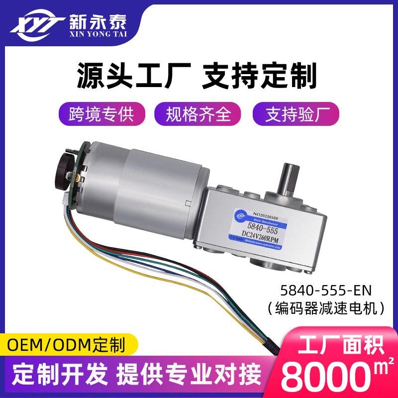 국경 5840-555 웜 소형 DC 24v 감속 모터 12v 인코더 자동 잠금 장치