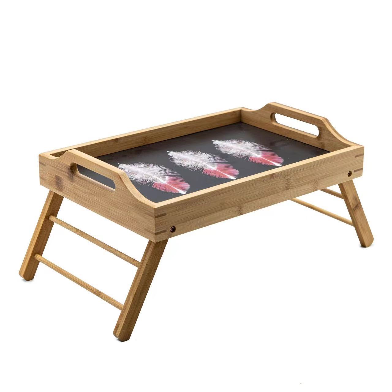 Bandeja de cama de madera con patas plegables, estante de almacenamiento de madera maciza perezoso para el hogar, mesa de estudio para niños de madera moderna y sencilla