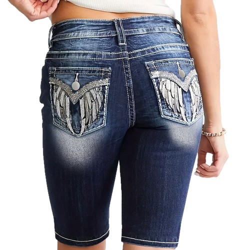 Elegant European and American Style Cross-border Amazon Independent Store New Women's Denim Embroidered Stretch Trousers Slimming