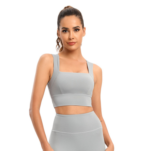 Women's New European and American High-Strength Yoga Underwear, Nudist Running Shockproof Sports Top, Fitness Training Backless Bra