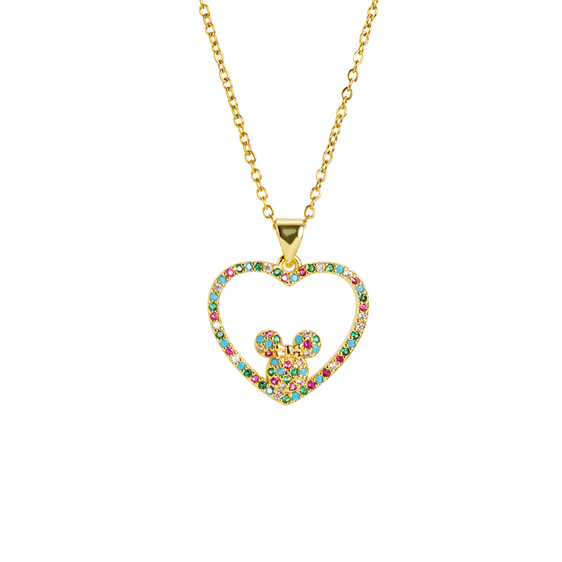 Nuevo collar de oro de arena vietnamita, lujo ligero, circonio, hueco, pendientes de amor de Mickey Mouse, temperamento femenino, joyas que no se desvanece durante mucho tiempo