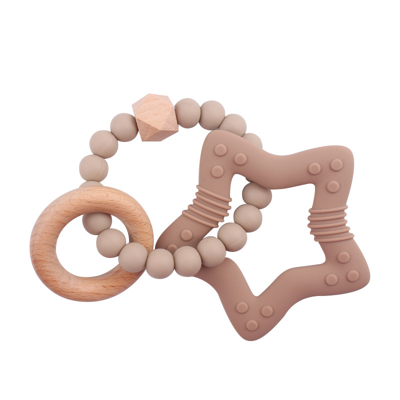 Nuevos productos para bebés, estrellas de dibujos animados, mordedor, creativo, bricolaje, cuentas de silicona, mordida, pulsera de goma, juguete, Amazon