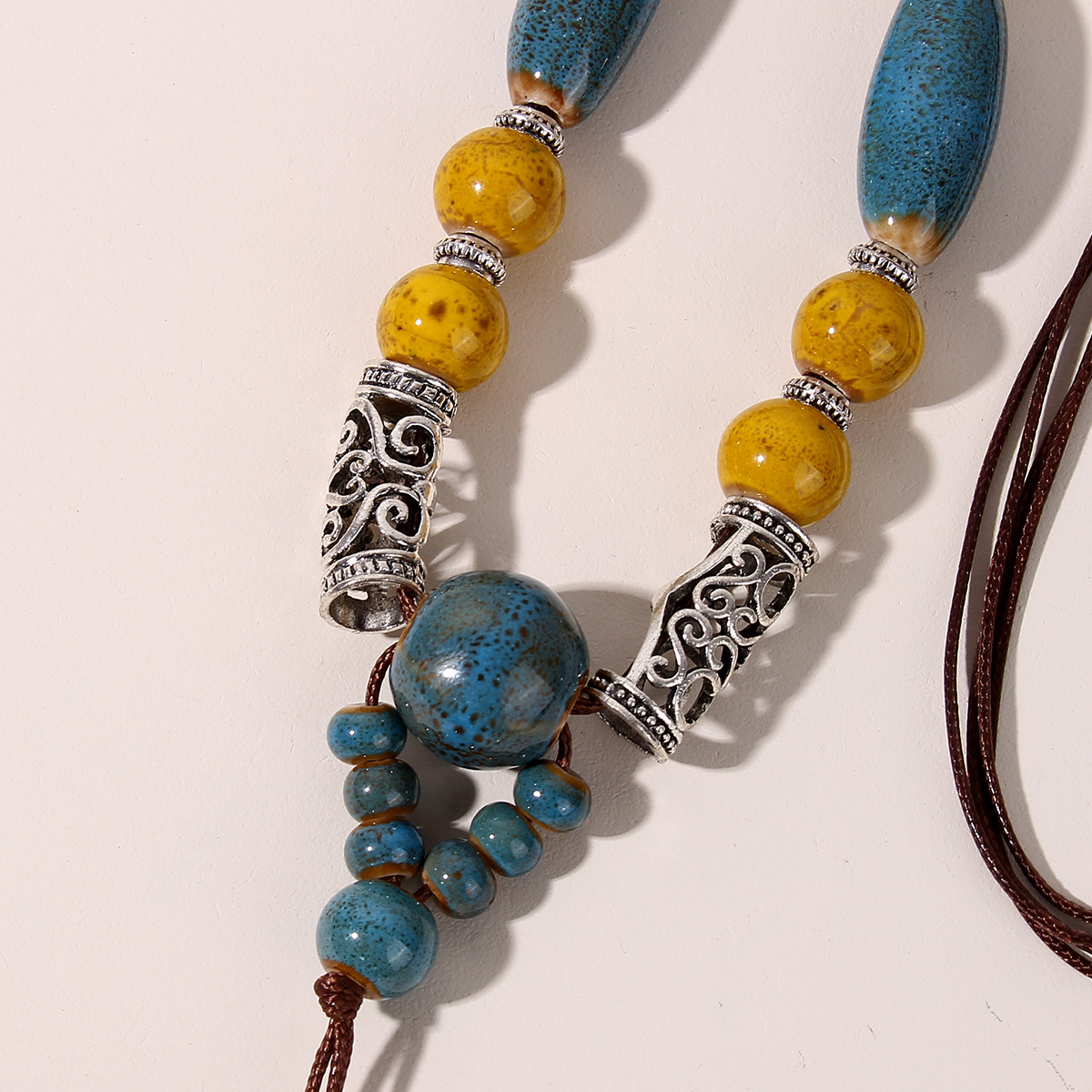 Travel Occasion Wholesale Jewelry Ethnic Style Geometric Ceramics Long Necklace