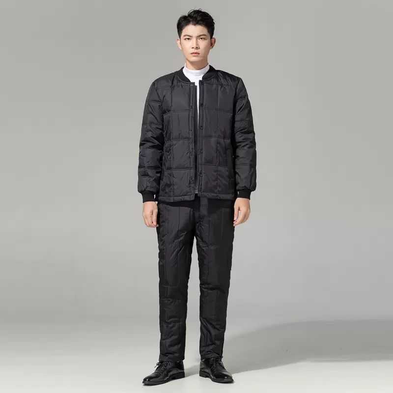 男士羽绒丝服内胆套装冬季中老年爸爸装加厚羽绒丝裤+保暖内衣两