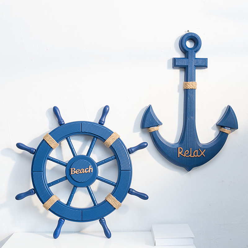 ✅Mediterranean style helmsman decorative anchor and helm combination…