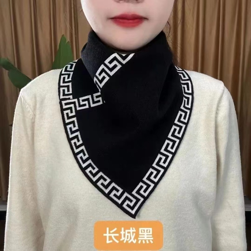 秋冬围脖保暖护颈假领方便套头脖套懒人围巾男女通用三角巾千鸟格|undefined