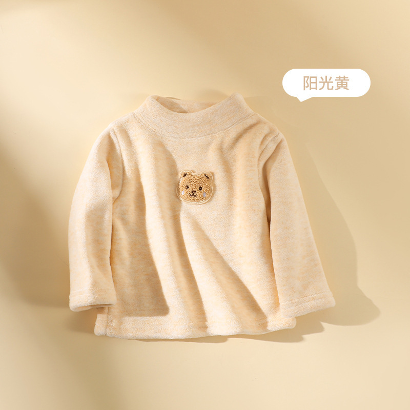 儿童秋冬羊毛蚕丝打底衫 男女童软糯加绒加厚保暖圆领百搭上衣|undefined