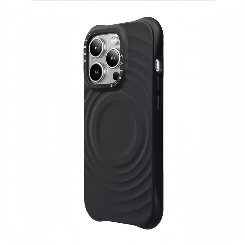 caseti联名纯黑白色波漾液态硅胶保护壳MagSafe磁吸适用iPhone16p|undefined