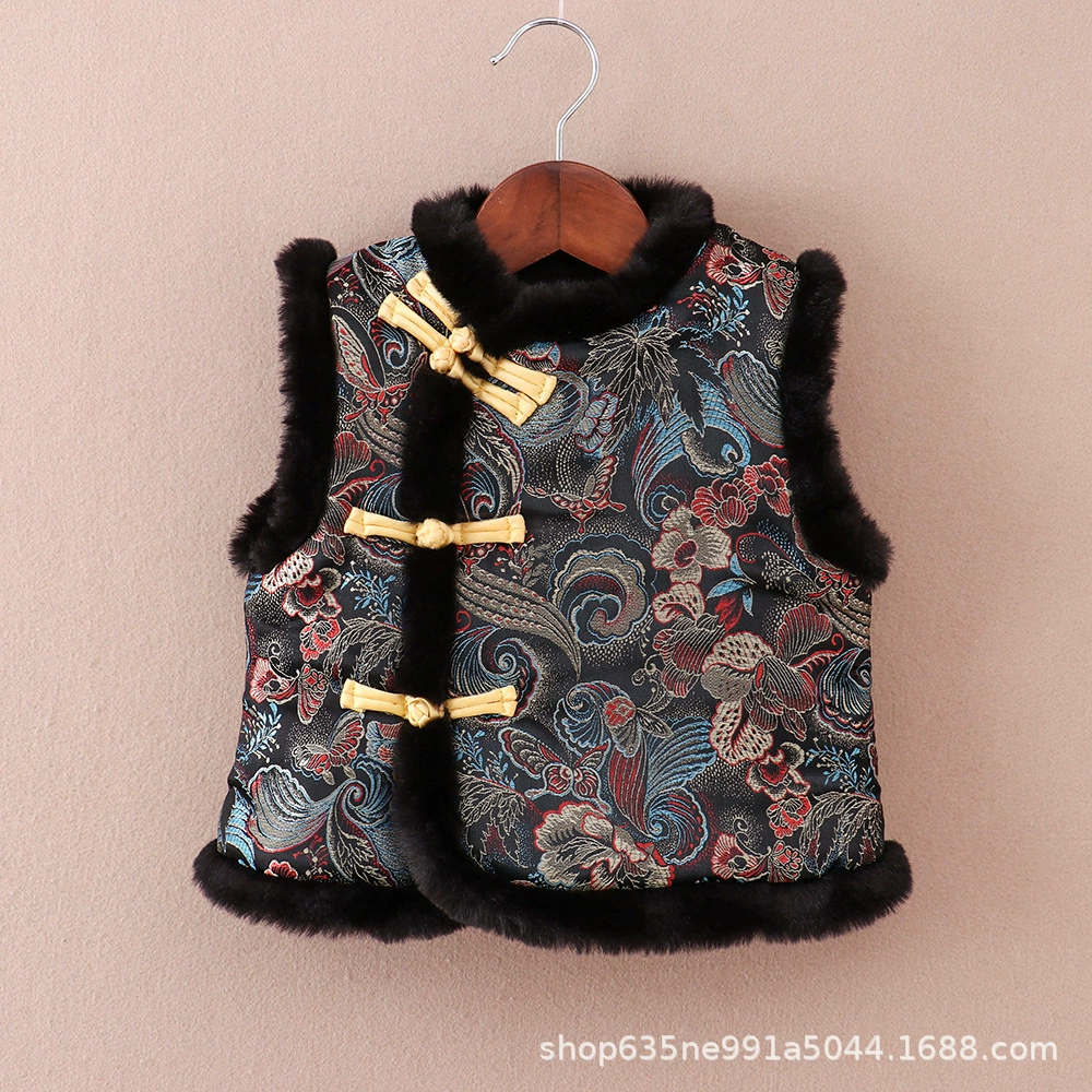 Новогодняя одежда для малышей Жилет Костюм Тан в китайском стиле Новогоднее платье для мальчиков Жилет Детская одежда