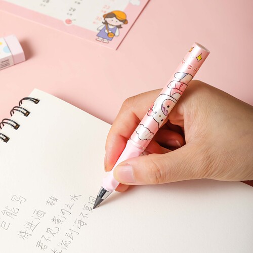 Cartoon black technology no-sharpening eternal pencil for students, durable and not easy to break, hand-held posture pencil refill replacement