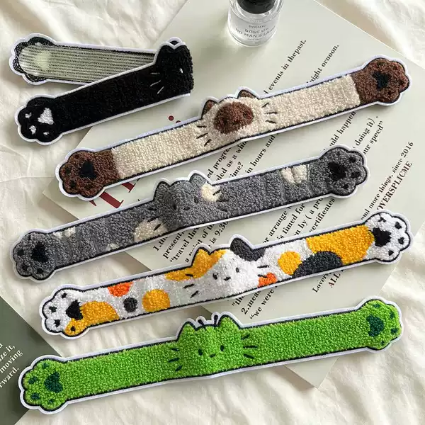 Soft and cute long animal velcro hair clip, adorable plush non-tightening hairband, cartoon-style, girly, for washing face and as a bangs clip
