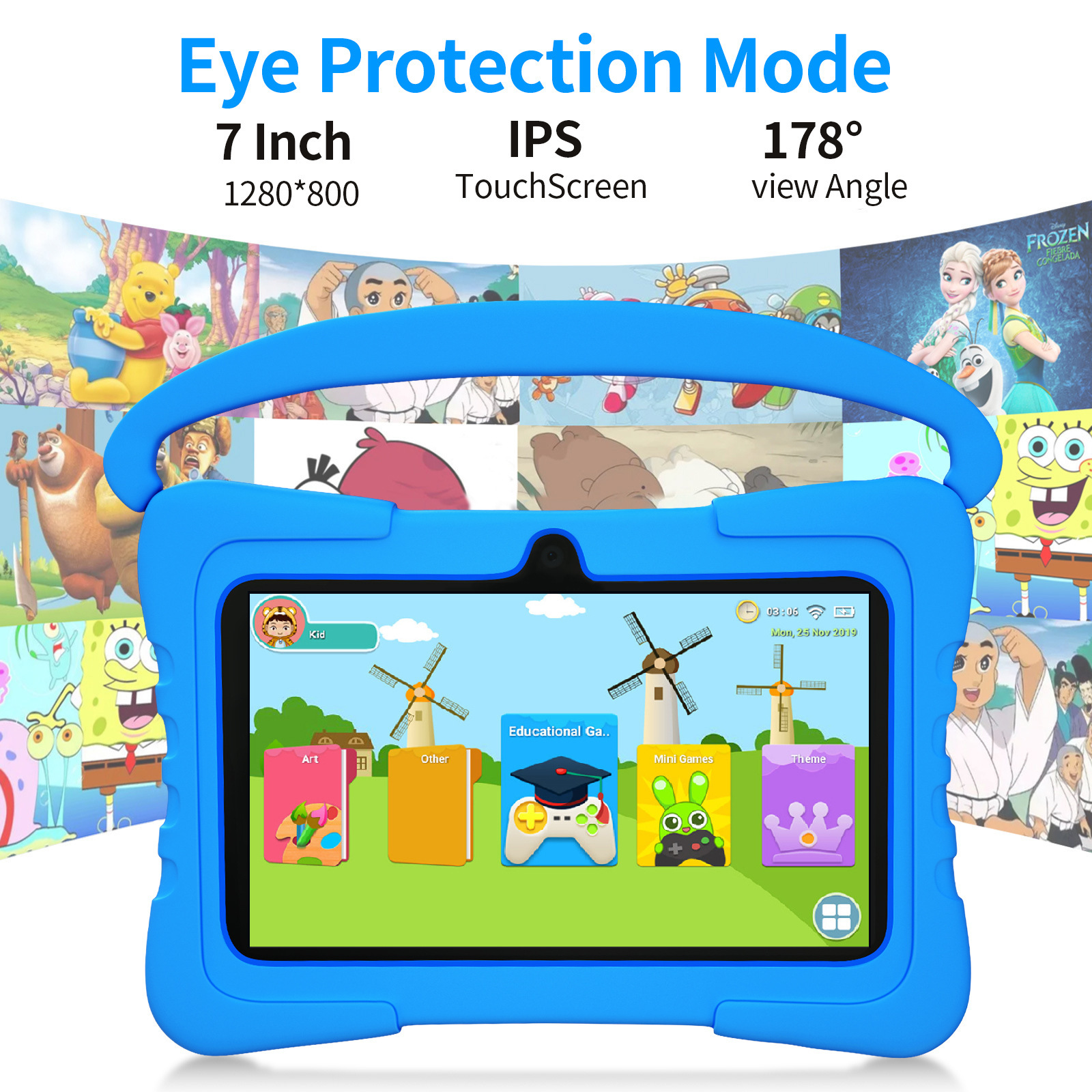 New Kidsren's Tablet Computer 2+32Gb Explosion-Proof Screen Export Specializes in Multi-Country 7Inch Kids Tablet Pc