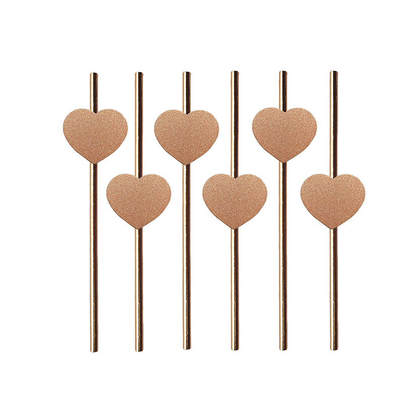 Pajita de papel de fiesta transfronteriza Tarjeta de amor de boda de San Valentín Postre degradable desechable Pajita decorativa de té con leche