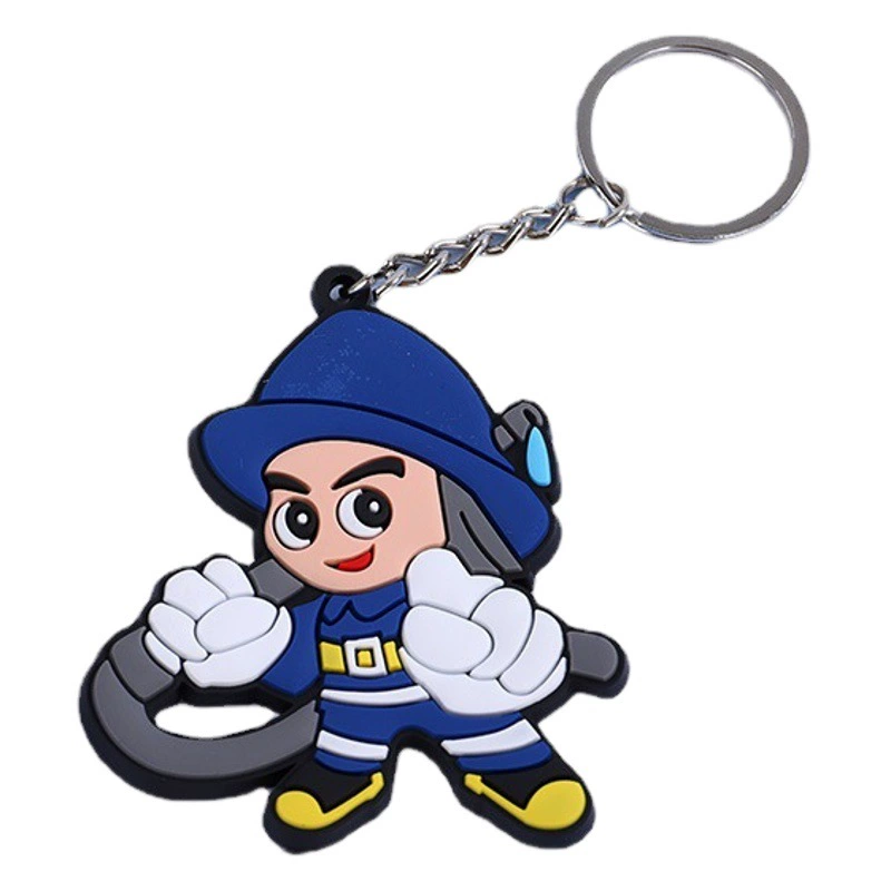 Брелок пожарного из ПВХ, мягкий резиновый, объемный, мультяшный, милый, для ключей, маленький кулон для студенческого рюкзака, подарок на мероприятие