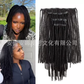 外贸脏辫假发女Clips in locs 0.4 0.6cm自然色卡子发接发片非洲