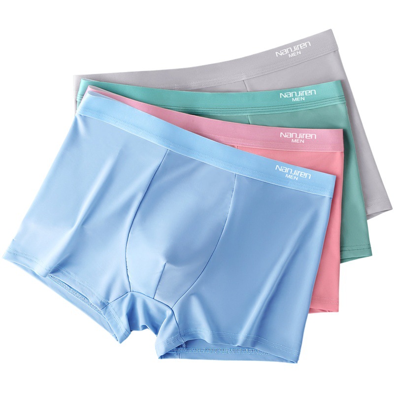 Tiktok Kuaishou viven ropa interior de seda de hielo de los Hombres Calientes entrepierna de algodón puro boxeadores antibacterianos boxeadores de los hombres ventas directas de la fábrica