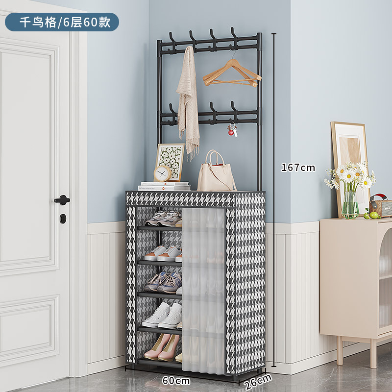 Zapatero a prueba de polvo, estante para zapatos y sombreros de piso para el hogar de varias capas, perchero en la puerta de la sala de estar, estante de almacenamiento de alquiler