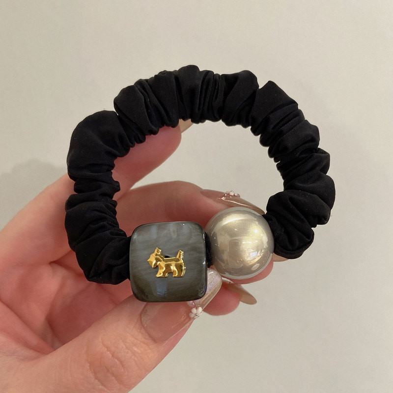 法式高级感小狗珍珠扎头发绳气质简约高弹力小肠圈马尾皮筋女头绳|undefined