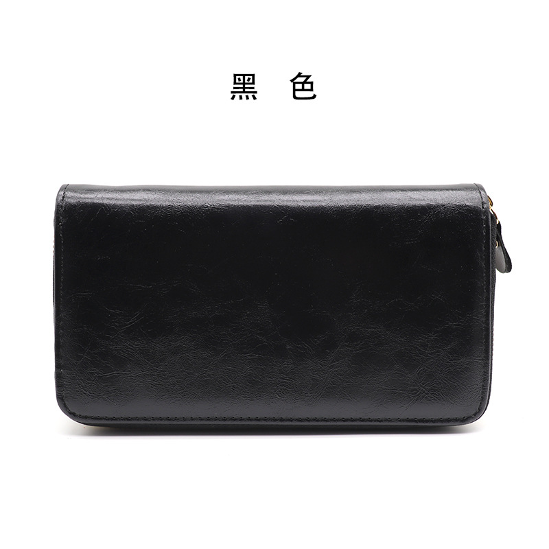 Nuevo monedero de cremallera única para hombres multifuncional retro gran capacidad bolsa de teléfono móvil bolsa tarjeta de órgano bolsa de cera de piel bolsa de mano mujer