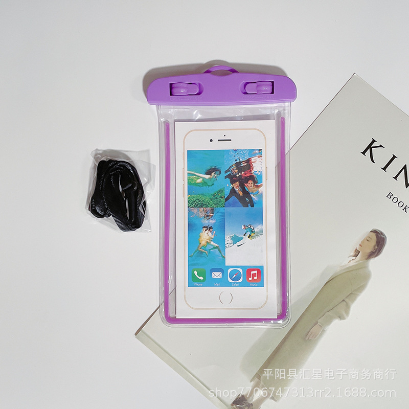 発光携帯電話防水バッグ、水泳、ラフティング、ダイビング用PVC蛍光携帯電話防水透明保護ケース、在庫あり、卸売|undefined