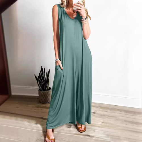 Temu Summer Fresh Casual Women's Pocket Bodysuit Thin Bodysuit for Amazon Independent Store