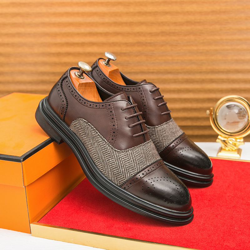 ShoeVault Chaussures de ville en cuir pour homme, assorties aux couleurs transfrontalières, pour mariage, affaires, style derby, lacets, décontractées, en cuir, taille S, livraison directe à l'unité._voghion.com