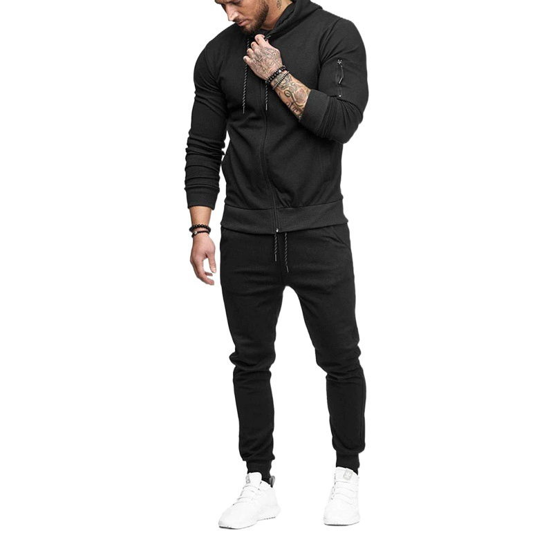 2021 Внешняя торговля осень и зима Новая Европейская и американская мода Мужской спортивный костюм Украшение на молнии на рукавах Фитнес повседневная одежда