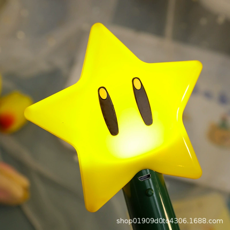 Mario handheld star night light rechargeable desktop lamp hand lamp light props led lamp rechargeable