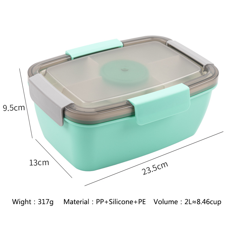 Microwave-Safe Bento Box With 2-Tier Compartments - Leakproof Lunch Container For Office Meal Prep (Dishwasher Safe BPA-Free Plastic)_voghion.com