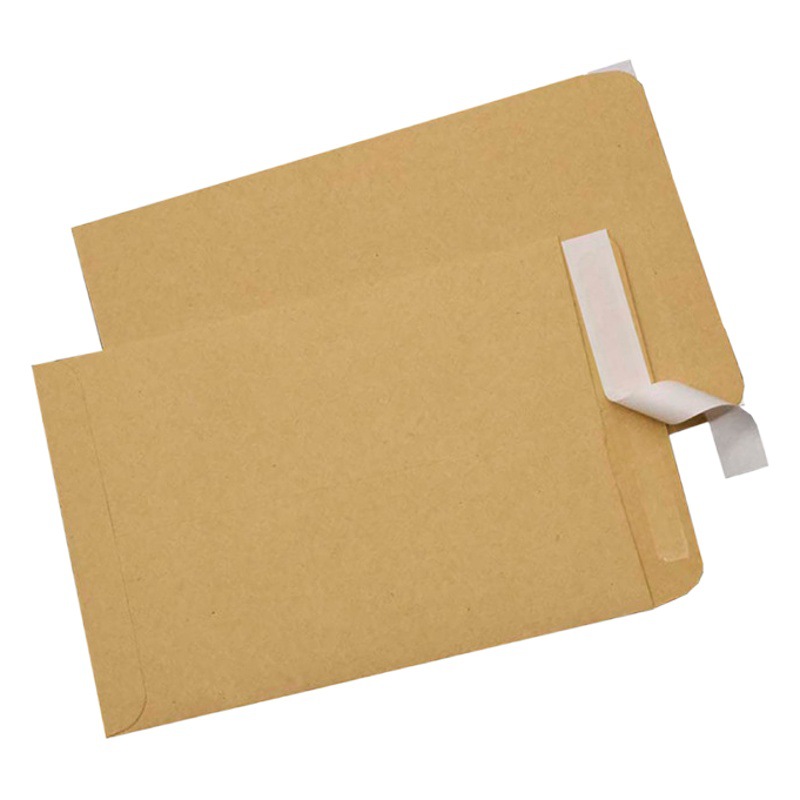 Fábrica en stock creativo de doble cara sellado adhesivo sólido chino bolsa de papel en blanco No. 9 A4 Kraft envoltura de papel al por mayor