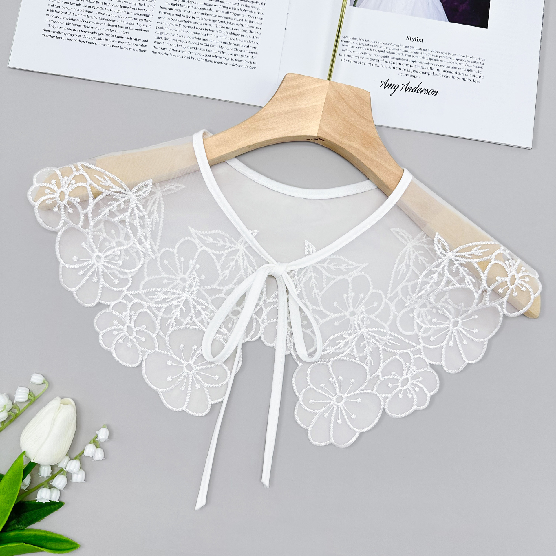 Fábrica directa japonesa hueco falso cuello niños nuevos cuatro temporadas con un pequeño collar decorado de chal venta cruzada image 1