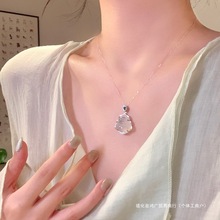925纯银玉髓冰透佛公项链配饰女轻奢小众锁骨链2024新款吊坠包邮