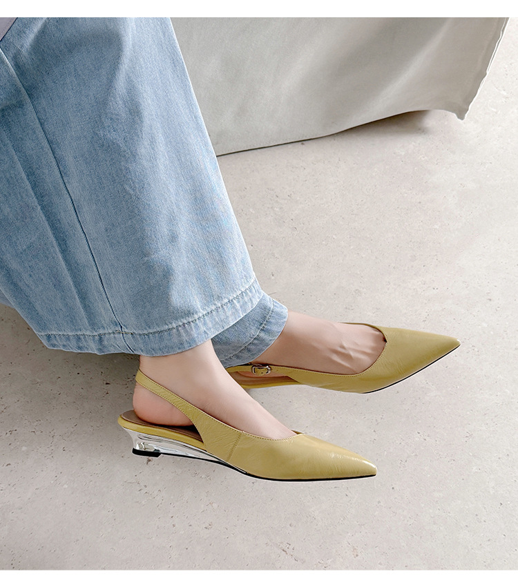 Sandal cao gót nữ mũi nhọn quai hậu đế xuồng gót 7.5 cm — Hồng nhạt 7.5cm, Hồng nhạt 3.5cm, Trắng kem 7.5cm, Đen 3.5cm chi tiết 36
