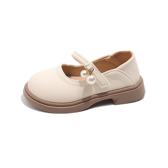 Girls Princess Shoes 2025 Spring and Autumn New Children's Leather Shoes Pearl Pendant Mary Jane Small Leather Shoes Soft-soled Single-layer Shoes