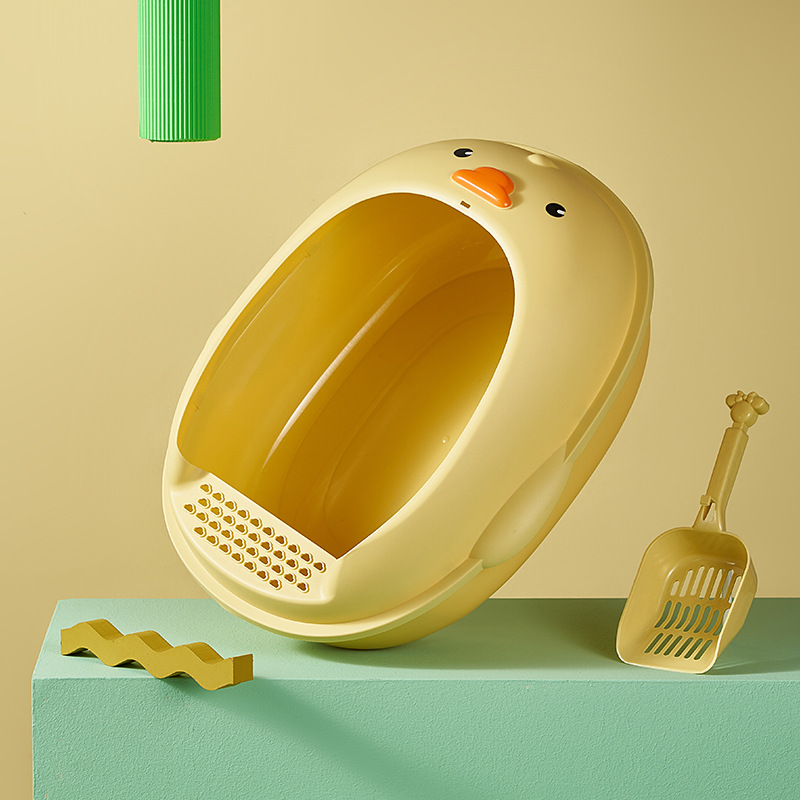 Pato caja de arena para gatos semi cerrada inodoro para gatos al por mayor limpieza de gatos anti-salpicaduras caja de arena para gatos en el hogar suministros para mascotas