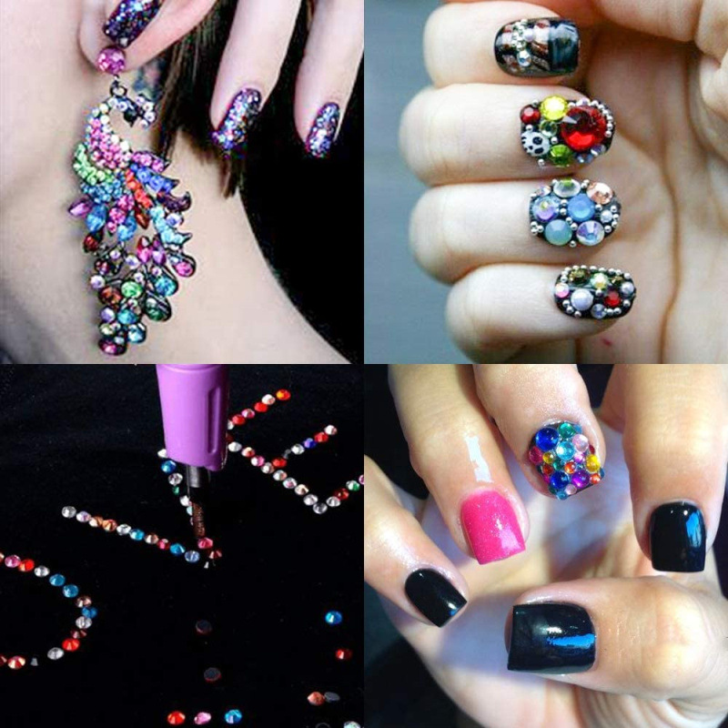 6格盒装平底钻美甲水晶玻璃钻圆形平底贴钻 (2)