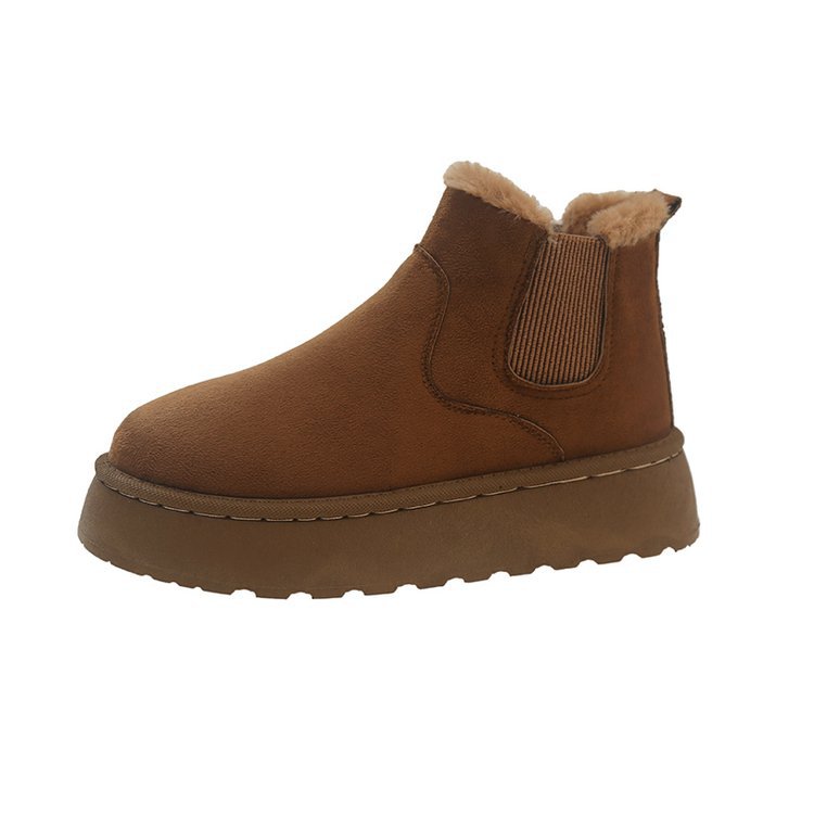 Women's platform snow boots in cotton shoes with wool round toe cotton boots_voghion.com