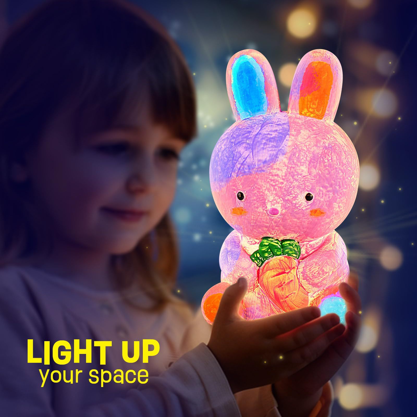 Unisex kinder DIY schilderij schilderij konijn nachtlampje verjaardagscadeau jongens en meisjes speelgoed handgemaakt kleur vulling spelen_voghion.com